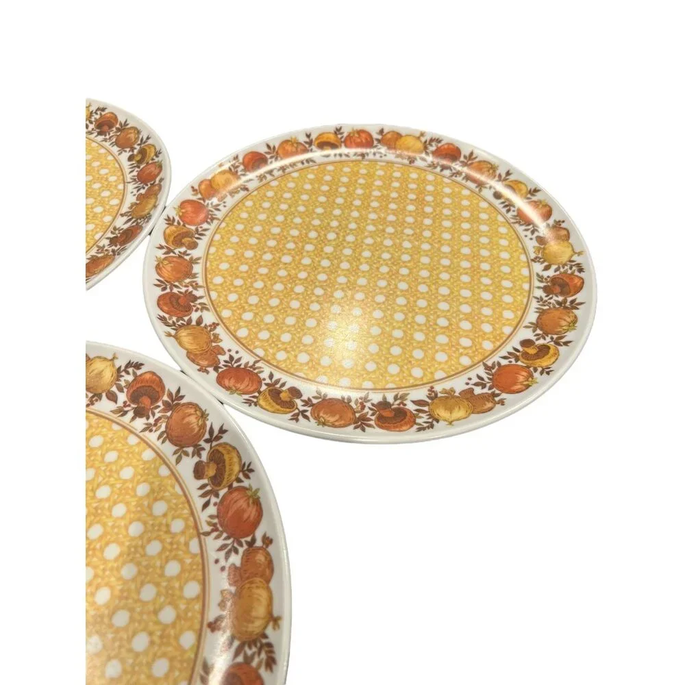Vintage Lexington Melamine Plates Basket Weave Mushrooms‎ & Onions MCM Set of 3